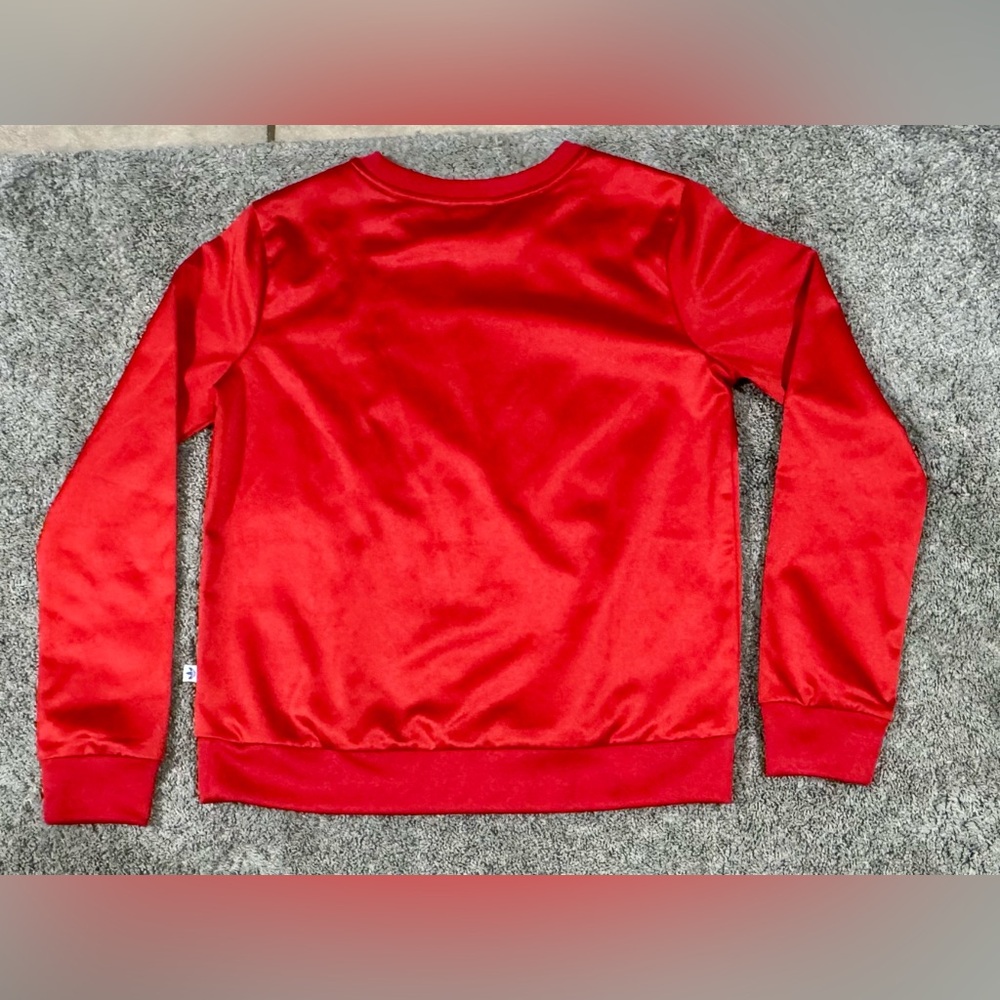 Adidas Crewneck-Bold Red Satin Trefoil-Womens size M - Picture 5 of 9